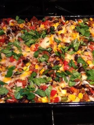 This is a delicious Mexican Casserole recipe with only 6.5 weight watcher points per LARGE serving!  YUM!  (on the new, Points