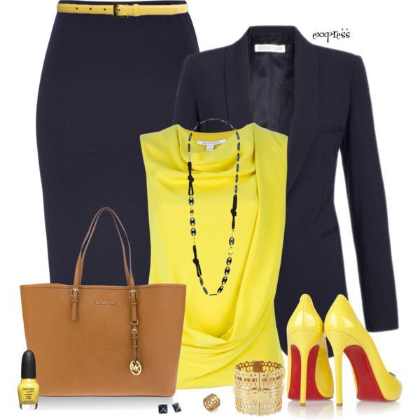 This is one of my favorite recommendations – “Yellow and Navy” by exxpress on Polyvore – Such a great combo of conservative and