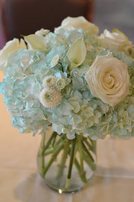 Tiffany blue centerpieces, ice blue flowers, light blue flowers for wedding by Flour and Flower Designs