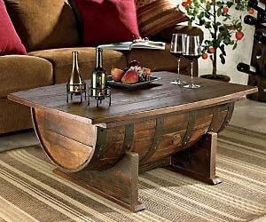 Whiskey Barrel Coffee Table  Add some character to your home with these hand made whiskey barrels that have been converted into