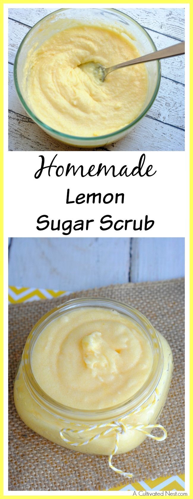 A great way to keep your skin beautiful and healthy is to use a body scrub! This moisturizing homemade lemon sugar scrub will