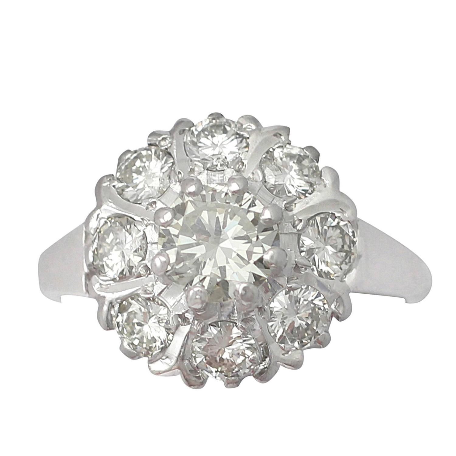 45Ct Diamond and 18k White Gold Cluster Ring -   Vintage diamond rings