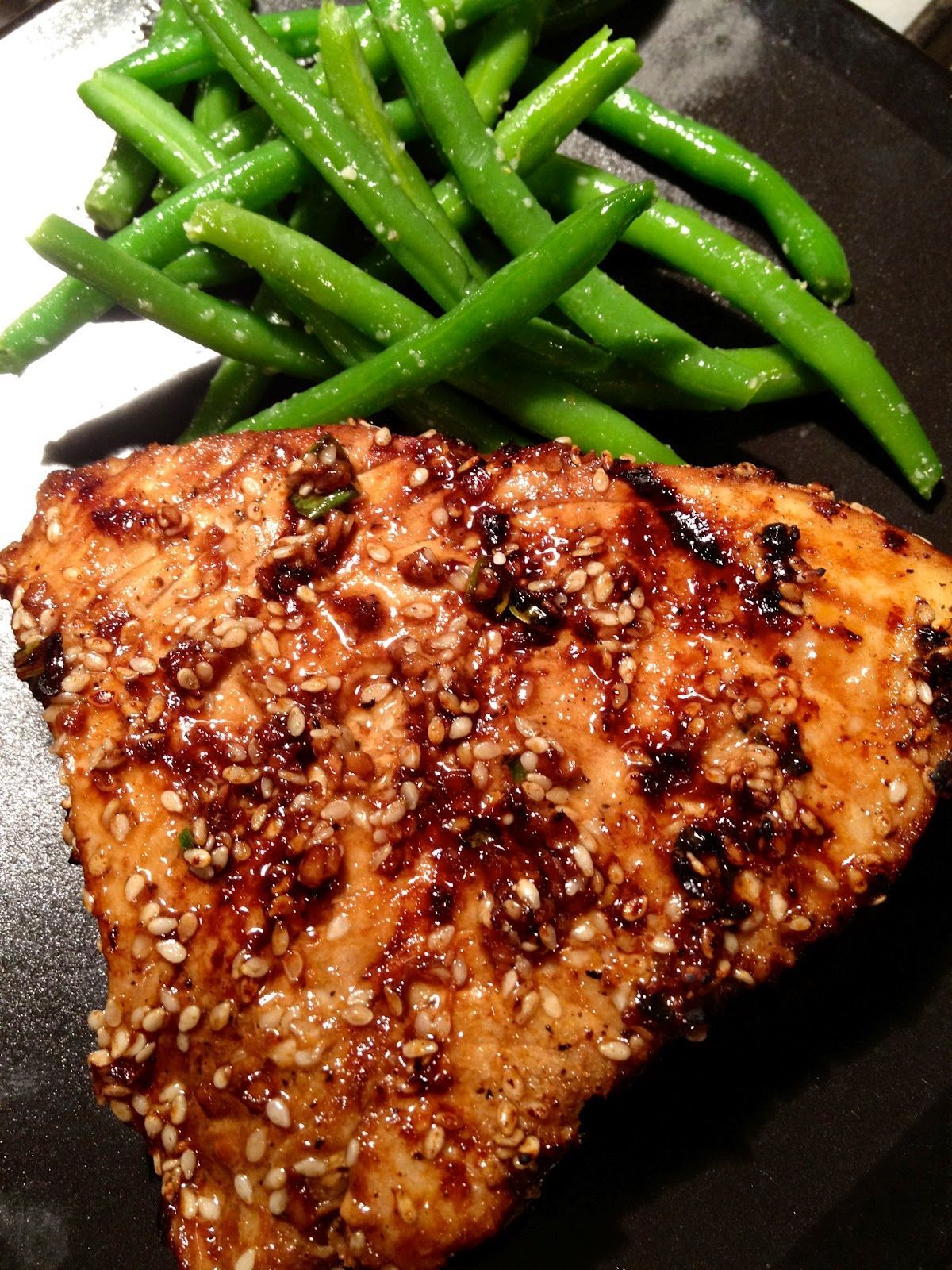 Asian Sesame Grilled Tuna Steak (This was so delicious we couldn’t believe it was tuna! Such a simple recipe and even people who