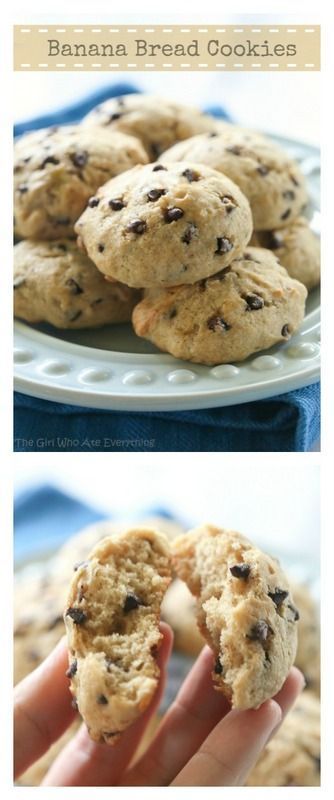 Banana Bread Cookies: Super moist cake-like browned butter cookies that taste just like banana bread in cookie form. {The Girl Who
