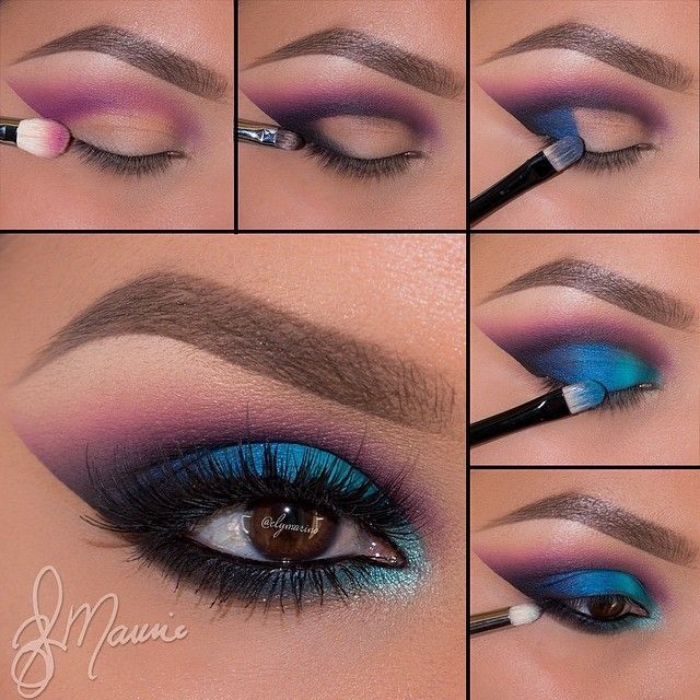 Blue purple eye makeup tutorial #evatornadoblog