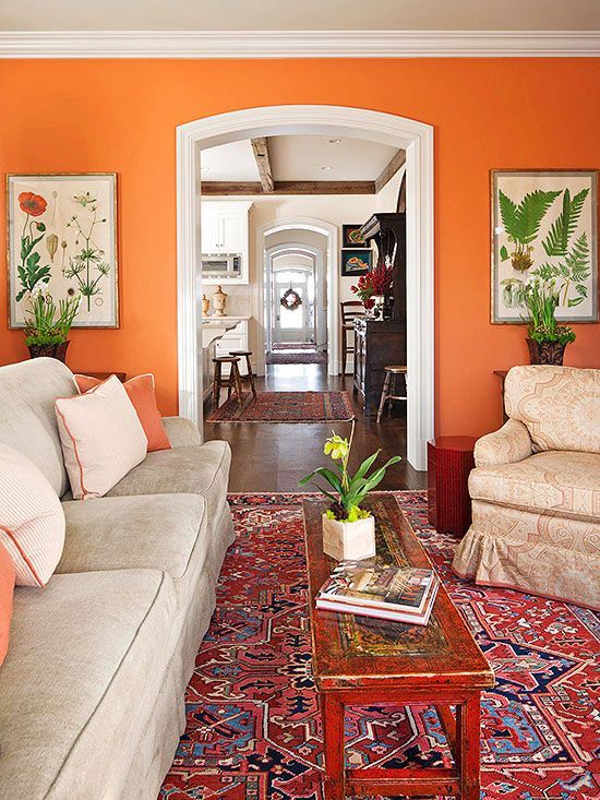 Bold Balance – walls and carpet can be bold, just pair it with neutral furniture and white trim