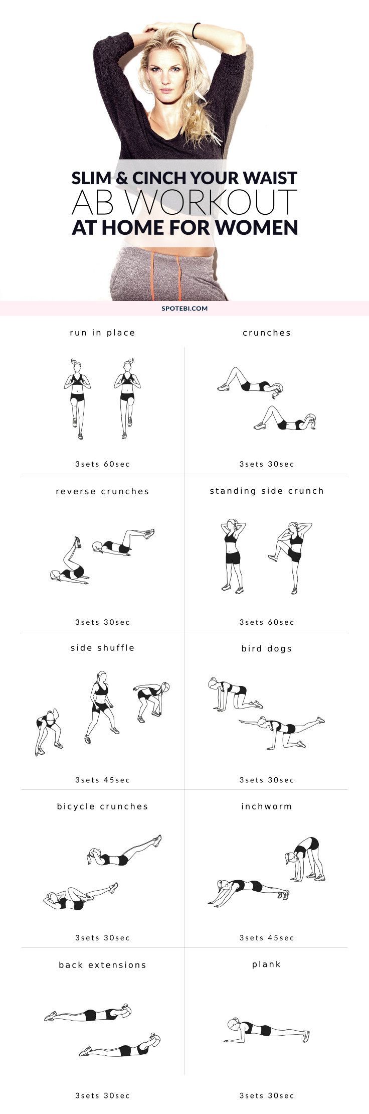 Challenge your midsection with this beginner ab workout for women. A complete core and cardio routine designed to trim and sculpt