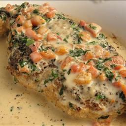 Chicken in basil cream. The kids said this was the BEST CHICKEN recipe they’ve ever had …