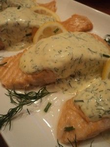 Dill sauce- Made this tonight and served it over lemon pepper tilapia, and my husband really liked it. I used a little less dill