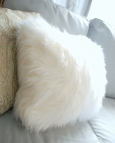 faux fur white throw pillow