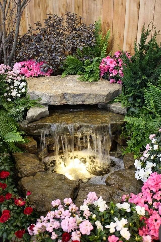Gardens: Small waterfall with stone slabs, for the #garden.