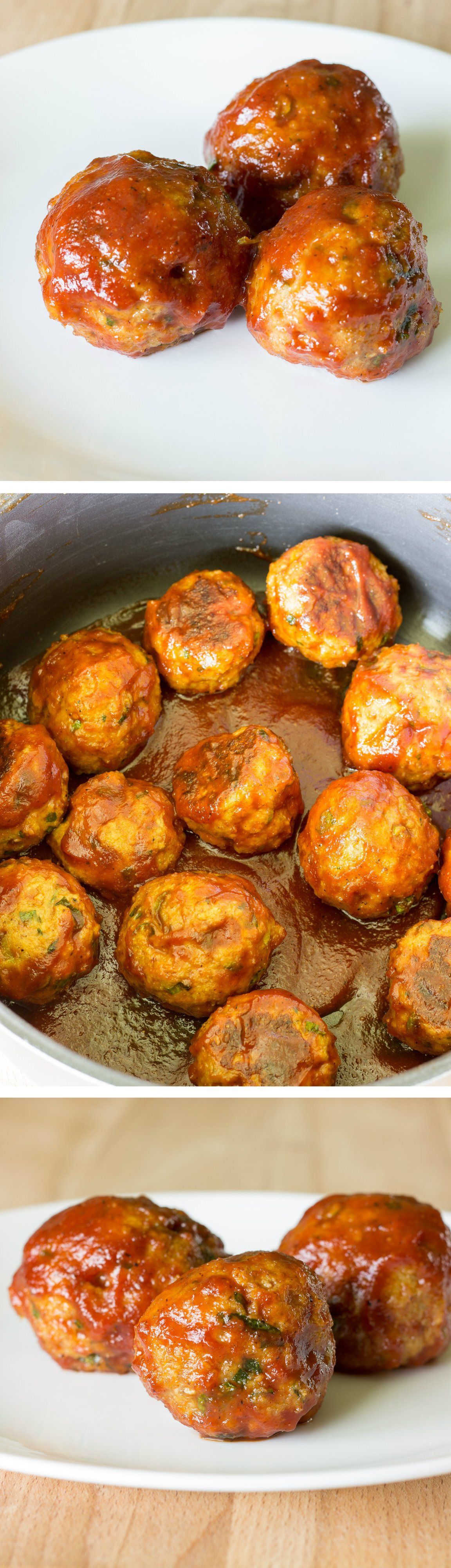 Honey Barbeque Chicken Meatballs – Flavorful chicken meatballs are baked, then simmered in a sweet & tangy homemade BBQ sauce.