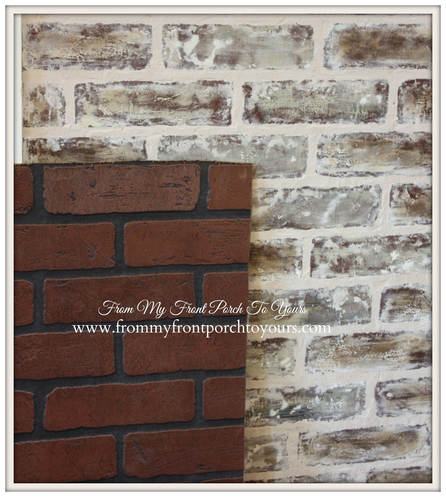I might be able to use this for my backsplash.  DIY Faux Brick Wall Tutorial- From My Front Porch To  Yours