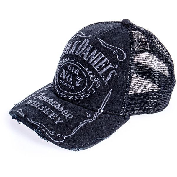 Jack Daniels hat, netted headwear, trucker cap, Jack Daniels merch UK ($22) found on Polyvore