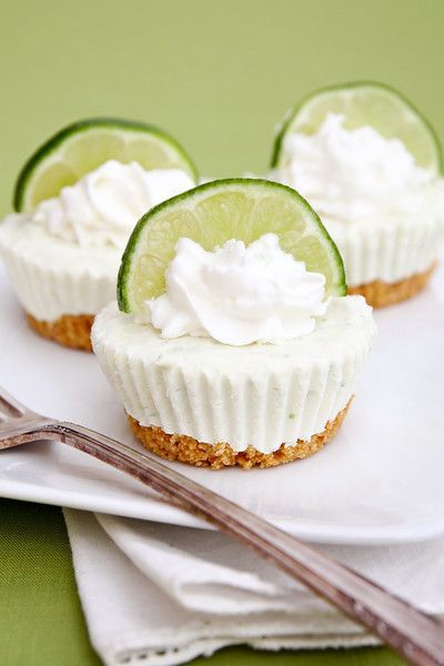 No Bake Key Lime Cheesecakes – *3/4 cup graham cracker crumbs  *3 Tablespoons butter, melted  *8 ounces cream cheese, softened  *1