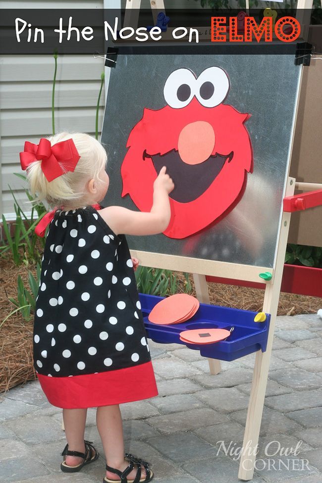 Pin the nose on Elmo game – cute idea if you have any kids there that are a little older than Owen