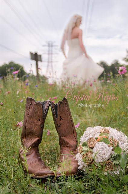 Rustic, Wedding, cowboy boots, DIY, bouquet, bride, bridal, sneak peek;   Crystal Reyns Photography: Amber Bridal Sneak Peek l