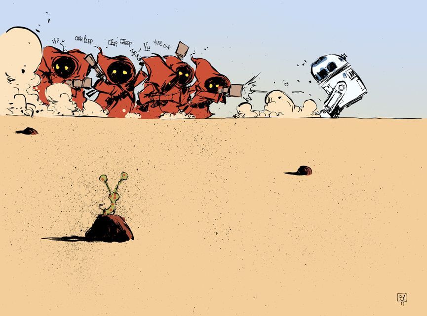 scottie young jawas chasing r2         Jawas hunting R2-D2 by Skottie Young