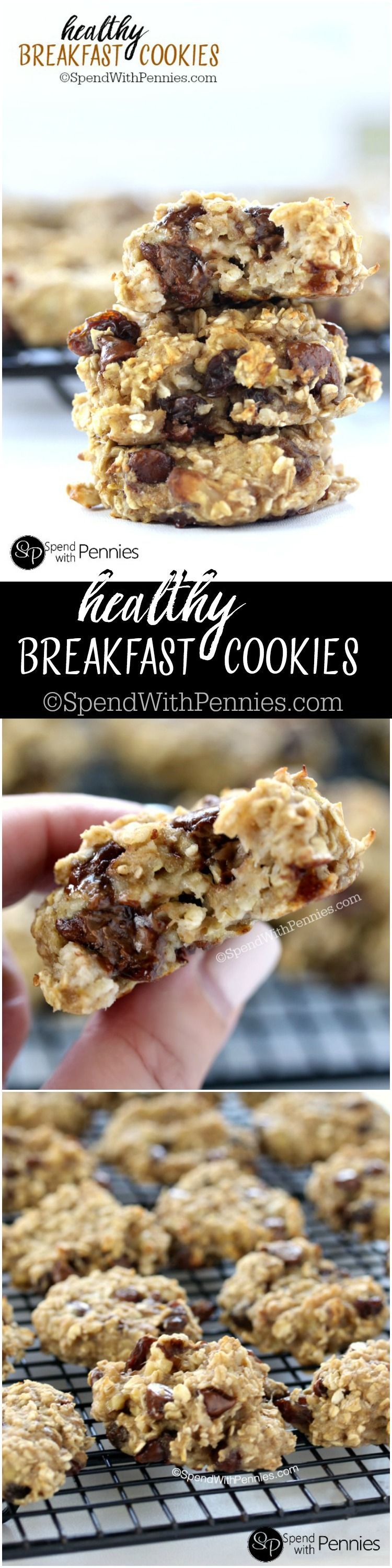 These breakfast cookies are deliciously moist & soft! A healthy cookie that my kids love any time of day! Made with simple
