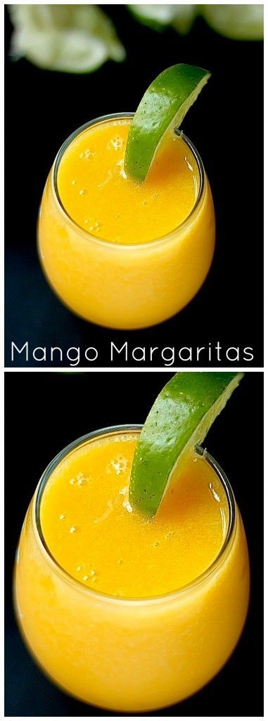 These fresh mango margaritas are the best! So easy to make in less than 5 minutes. You’re sure to love them!