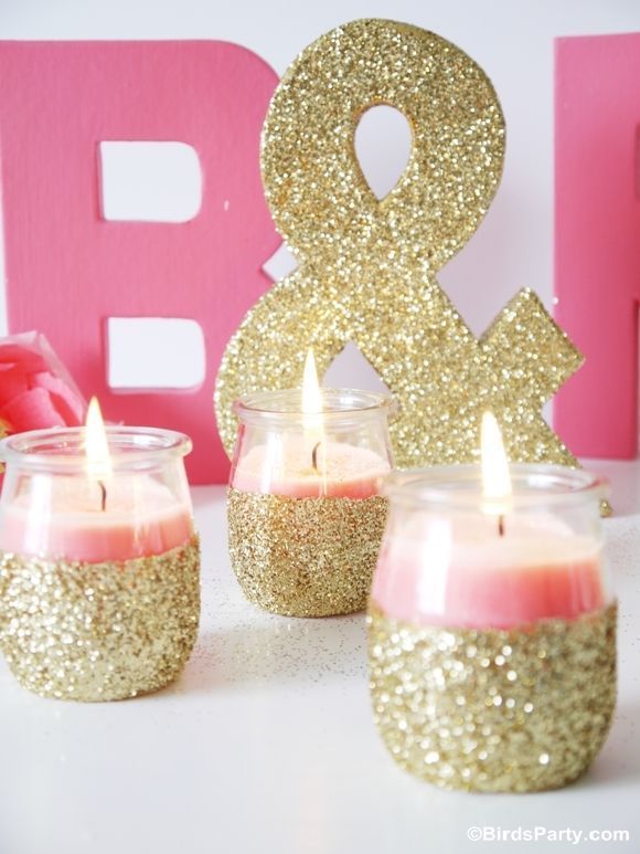 TUTORIAL: DIY Pink Candles and Glitter Candle Holders by Bird’s Party