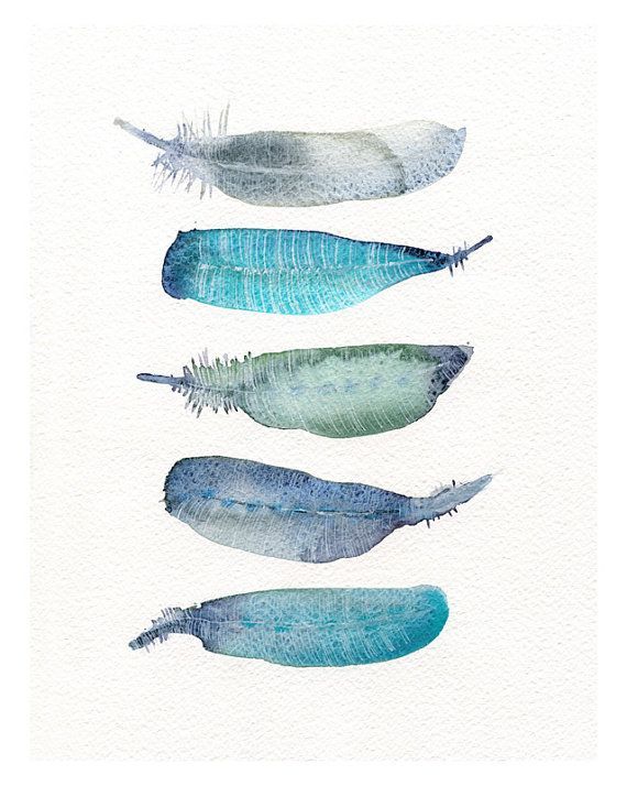 Watercolor artwork  feather art print from original by TheClayPlay, $22.00