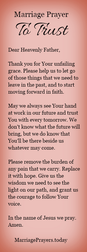 A marriage prayer to trust God with your future.