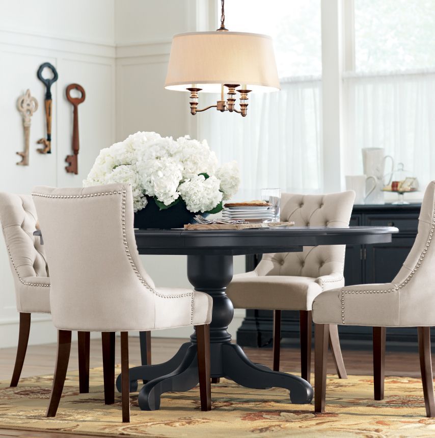 A round dining table makes for more intimate gatherings.