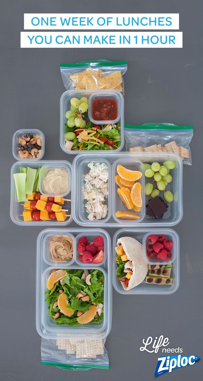 All you need is one grocery list and one hour (and a few Ziploc® bags and containers) for five easy, healthful, make-ahead