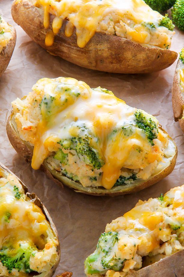 AMAZING FLAVOR! Crispy broccoli and cheddar twice-baked potatoes are comfort food at its best. Click throu