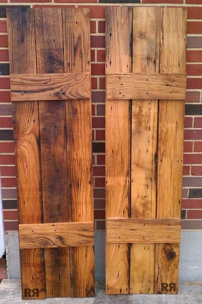 Barnwood board-and-batten shutters