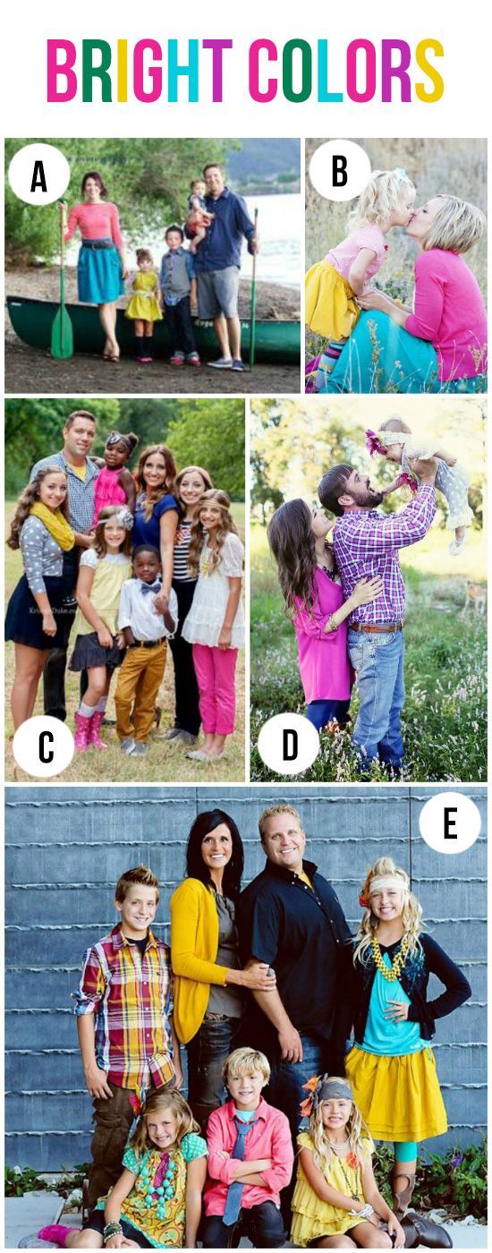 Bright Colors for Family Pictures- this post has tons of examples for inspiration
