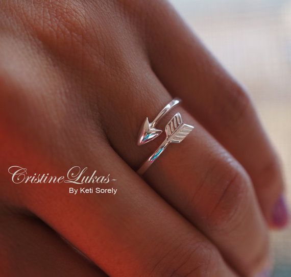 Celebrity Style Sideways Arrow Ring – By Pass Arrow – Double Wrap Ring -Sterling Silver on Etsy, $15.00