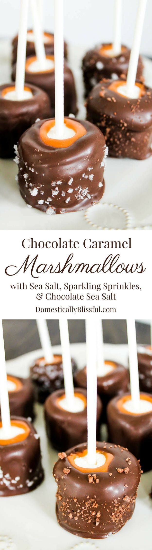 Chocolate Caramel Marshmallows are a delicious sweet treat, especially when sprinkled with sea salt, spark