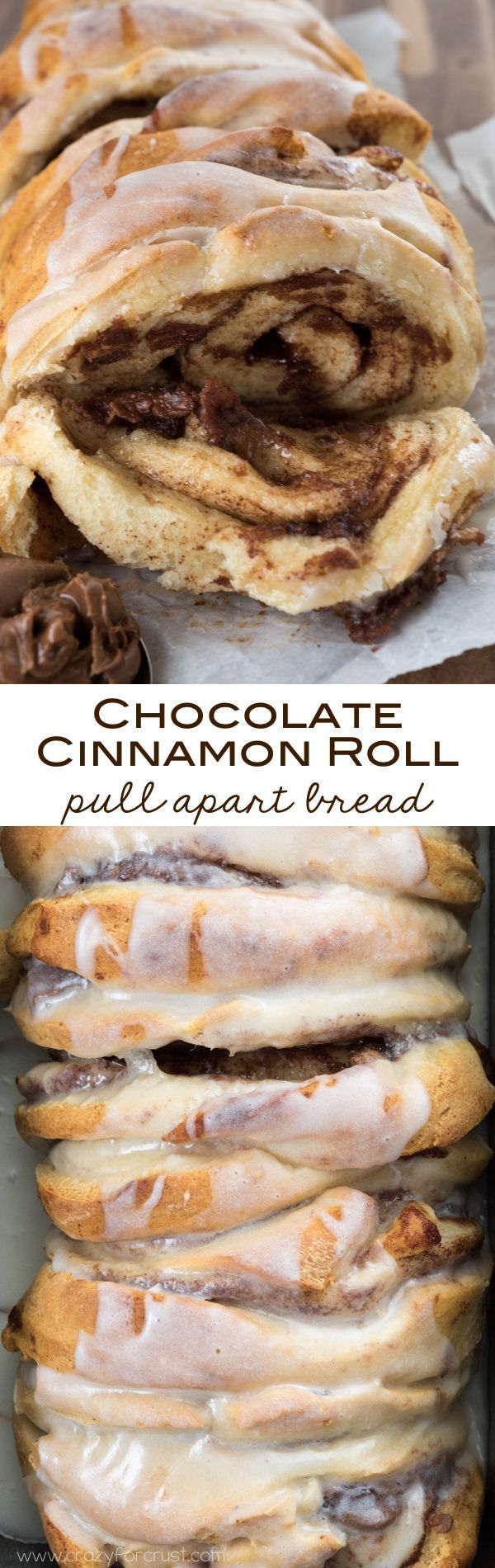 Chocolate Cinnamon Roll Pull Apart Bread with only 2 ingredients! An easy breakfast recipe on the table in