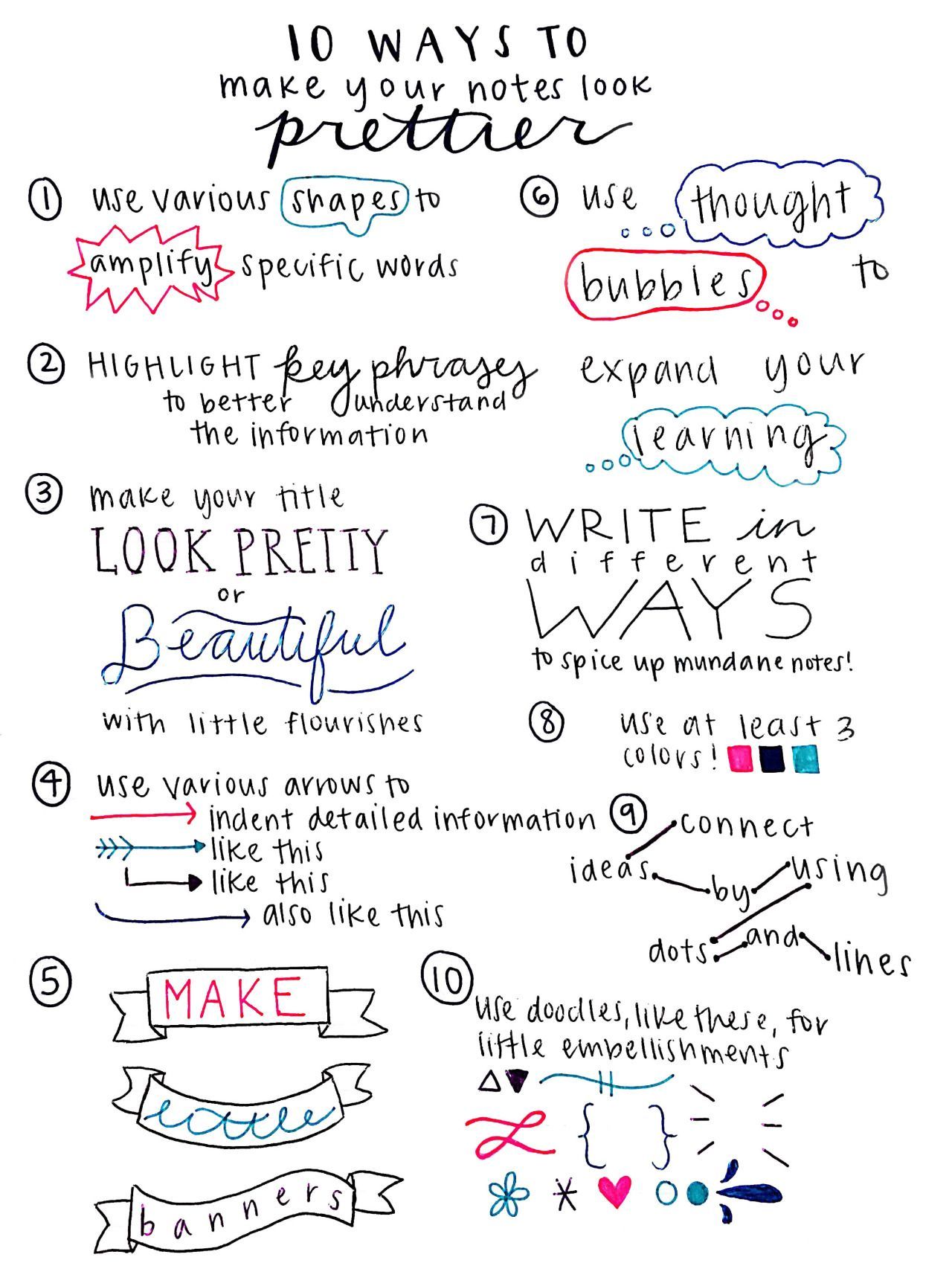 colourfulstudy: “ studywithpaigey: “ 10 Ways to Make Your Notes Look Prettier, a helpful list made by me, Paige Hahs :) ” So