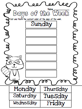 Days of the week cut & paste…math journal idea for the first week of school (because even in MAY I have