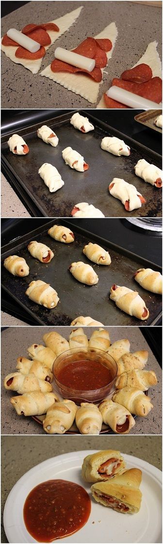 EASY Crescent Pepperoni Roll-Ups.. My Kids LOVE These! They Always Help Me Make Them After School.. I Can’
