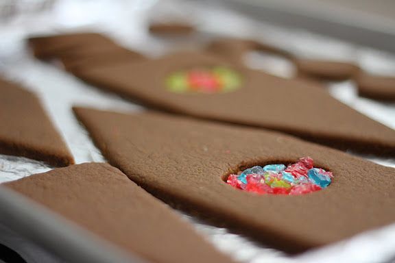 gingerbread houses…. make stained glass windows using crushed jolly ranchers