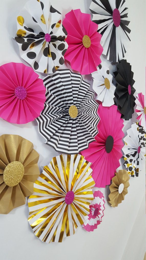 Kate Spade Inspired Black and Pink Rosettes Party or by eventprint  For a photo back drop!!!