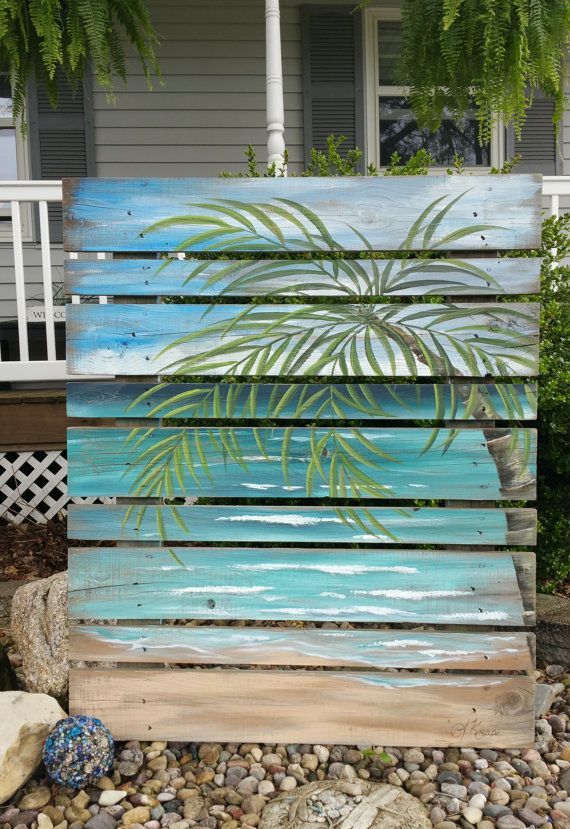 LARGE Hand painted Beach Seascape horizon by TheWhiteBirchStudio