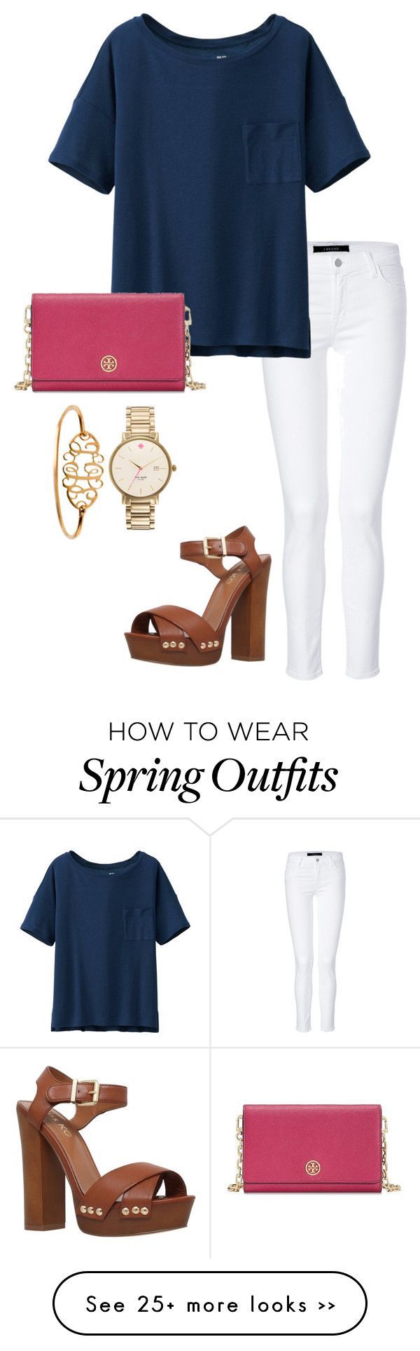 “last of spring outfits” by sarinaalily on Polyvore featuring J Brand, Uniqlo, Tory Burch, Kate Spade and