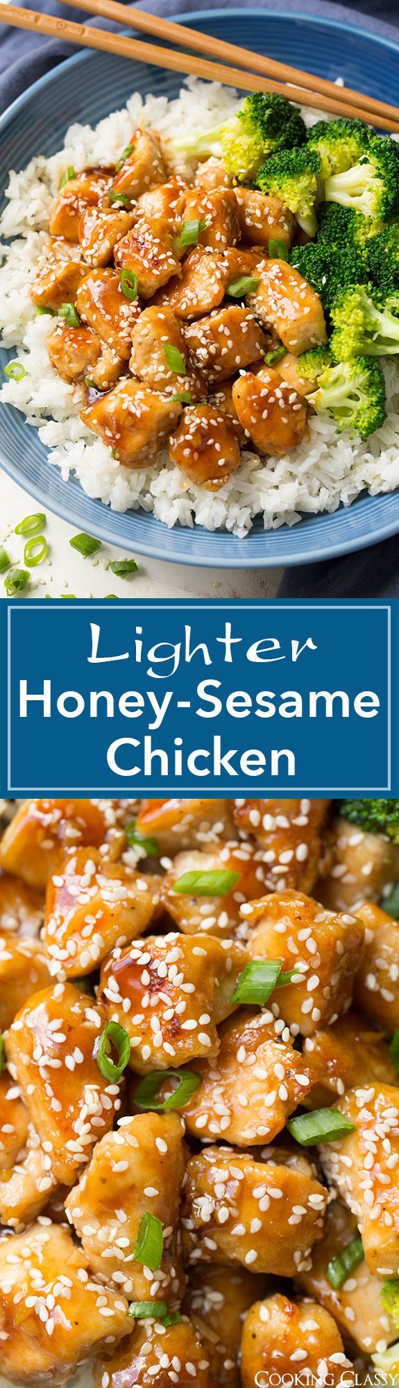 Lighter Honey-Sesame Chicken – you won’t even miss the frying! Seriously delicious and full of flavor!