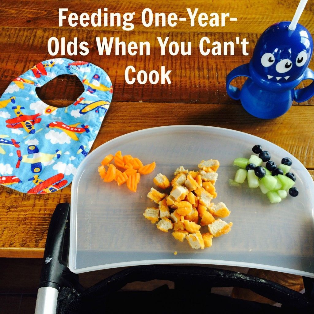 Meal ideas for feeding a one-year-old when you can’t cook from a mom with triplets.