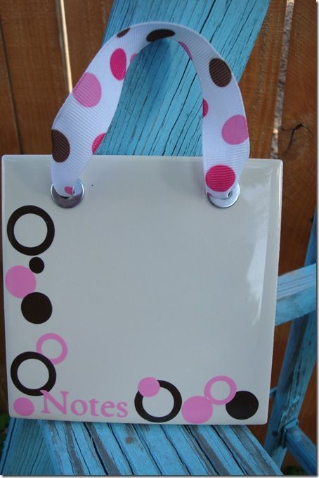 Mini dry erase boards from Bath Tiles:  These are so cute & so simple to whip up. Seriously, a tile, & som