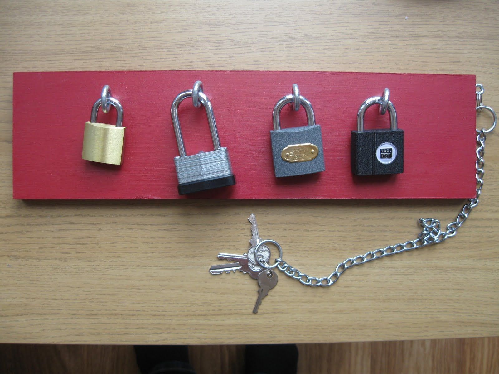 Montessori practical life activity – unlocking padlocks with keys