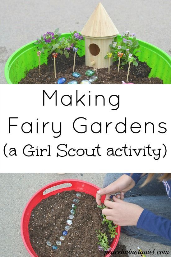 Need an activity to do with your Girl Scouts or other large group? Making fairy gardens is tons of fun, in