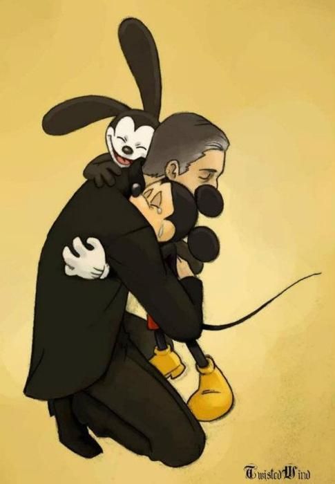 Original Pinner: “Heartbreaking. This represents the current Mickey saying goodbye to Walt (because he die