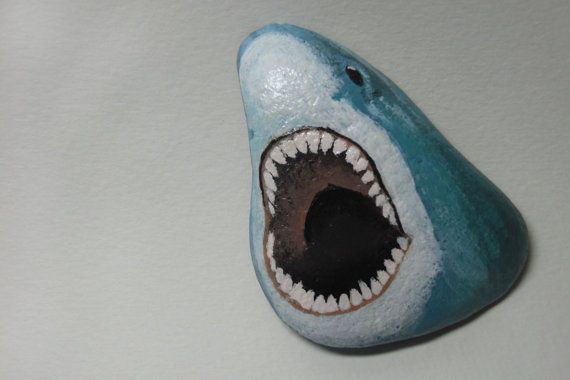 Painted Shark Rock by FamilyCraftMall on Etsy, $15.00