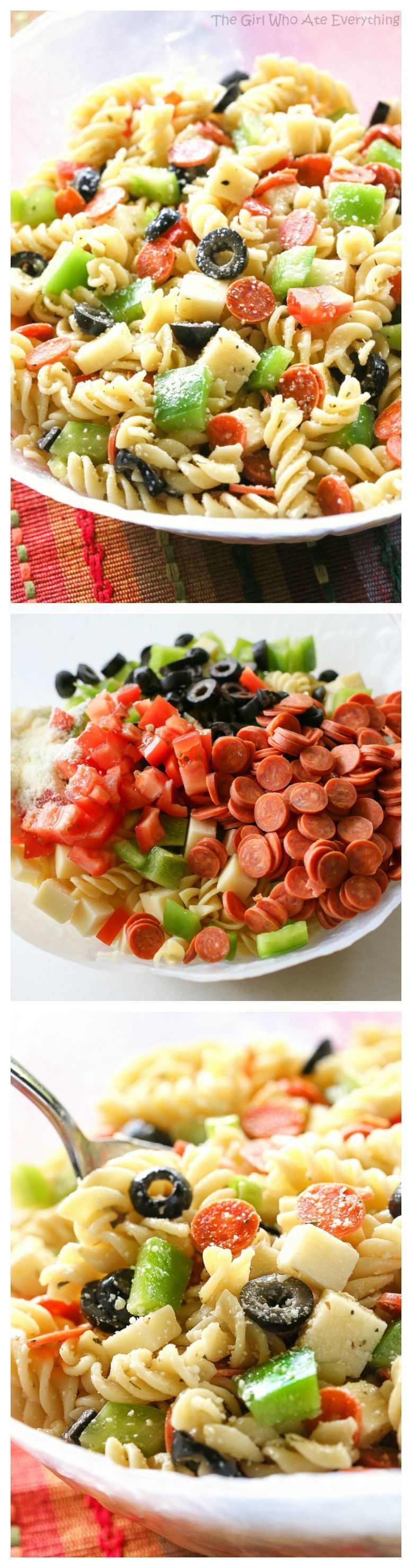 Pizza Pasta Salad – all the flavors of a delicious pizza in a pasta salad. Warmed up the leftovers with ma